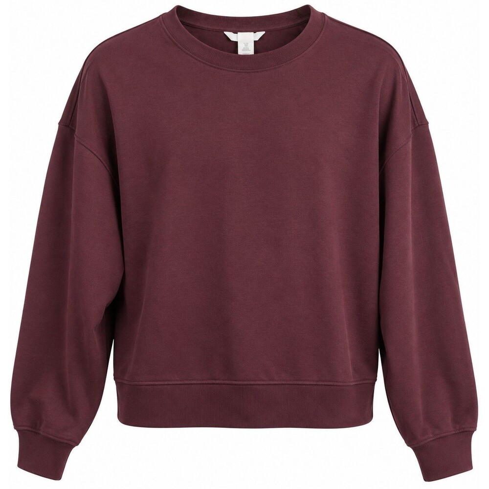 Cozy Minimalist H&M Burgundy Crewneck Sweatshirt Women’s Size S Long Sleeve